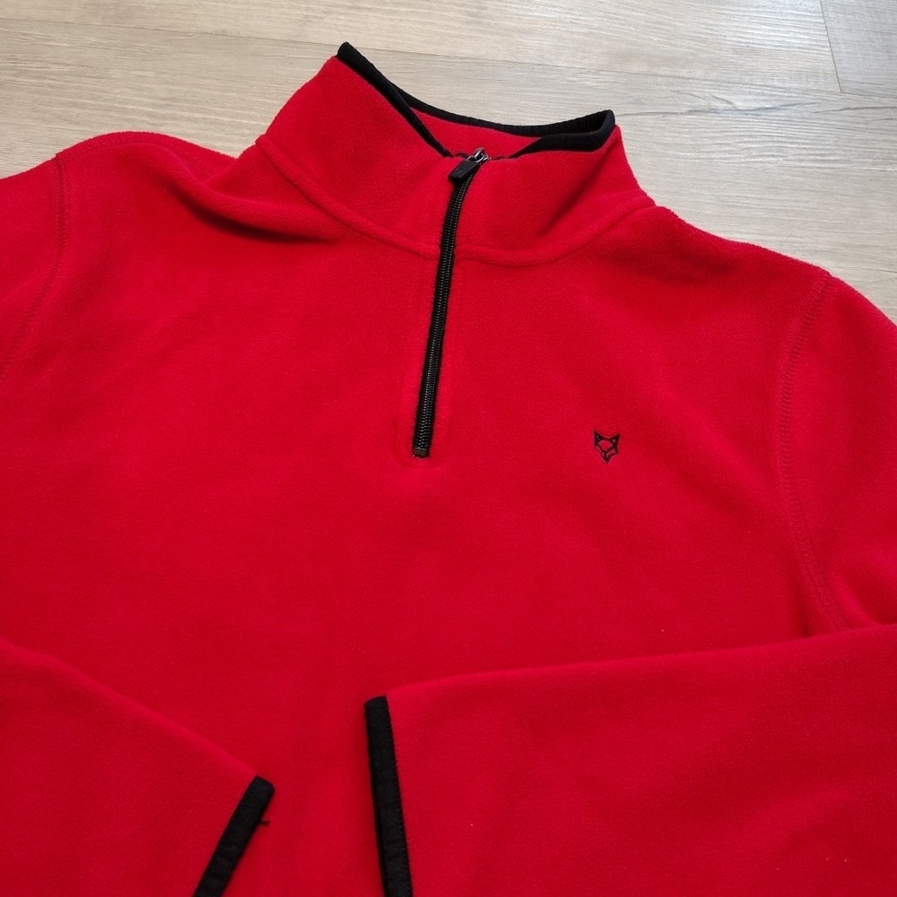 Prince Fox fleece pullover 1/4 zip sweater red small Warm Soft